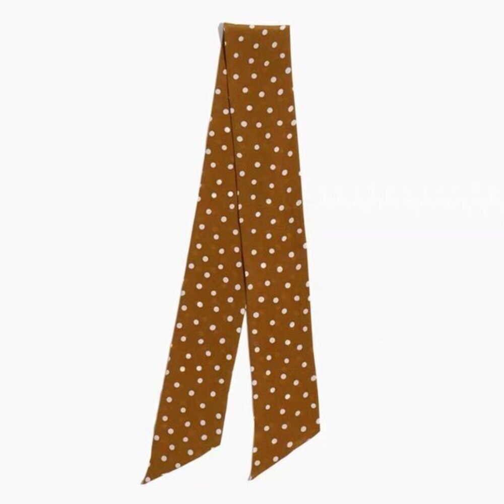 Madewell Brown Polka Dot Skinny Scarf
